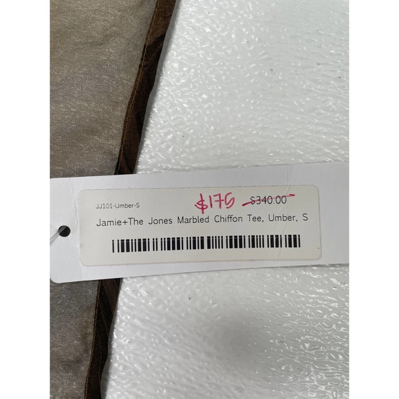 NWT Jamie + The Jones Marbled Chiffon Tee Blouse Umber Sz Small $340 - Picture 4 of 4